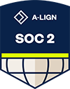 A-LIGN SOC 2 badge, demonstrating A-LIGN's commitment to data security and compliance. Found on the Media page.