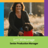 Lori Motsavage, PMG's Senior Production Manager, smiling with her dog. A headshot image within the PMG Blog introduction.